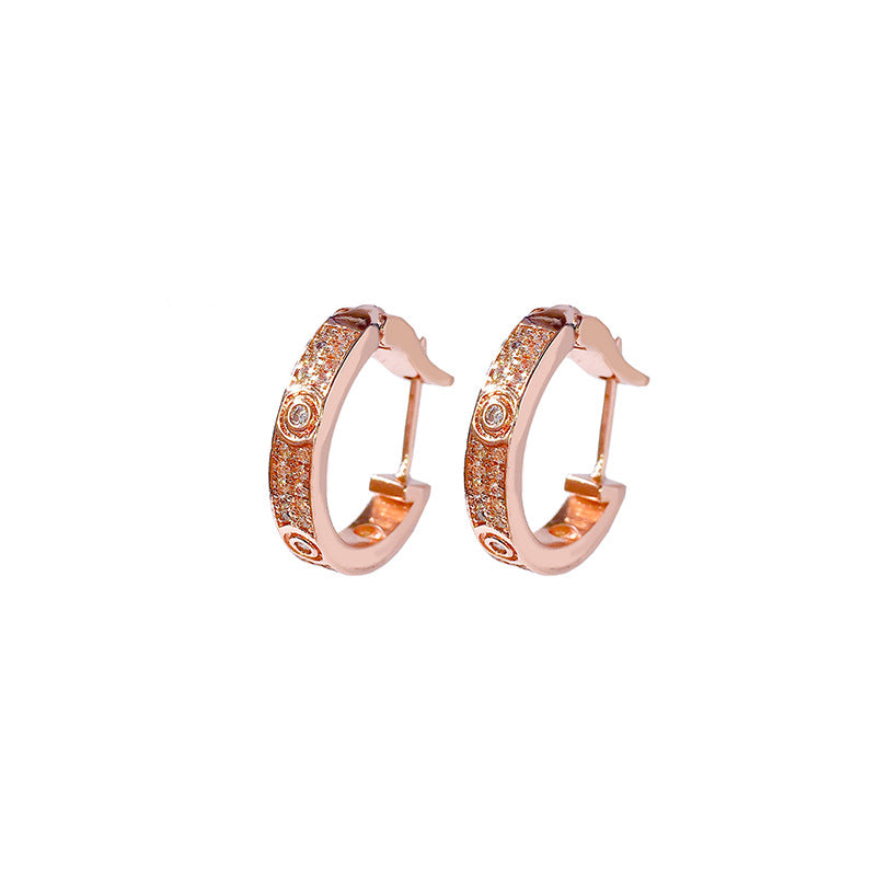 Classic earrings women's exquisite luxury full diamond ear buckles