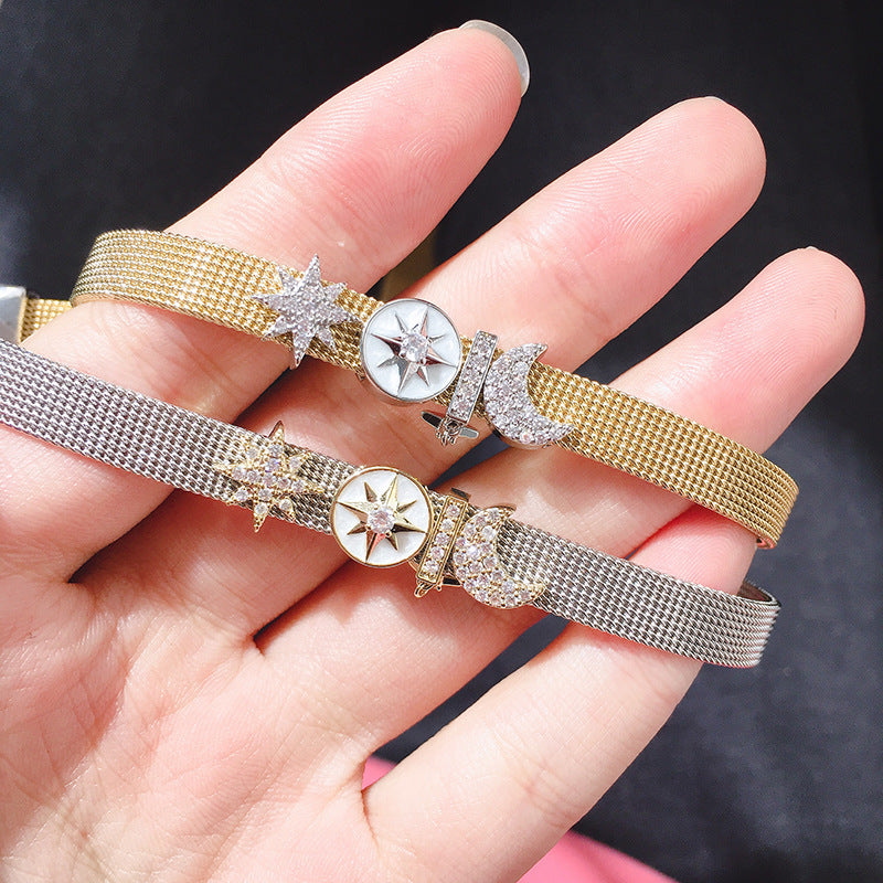 Lucky Moon Octagon Star Chain Net Bracelet Bracelet Original Design Jewelry