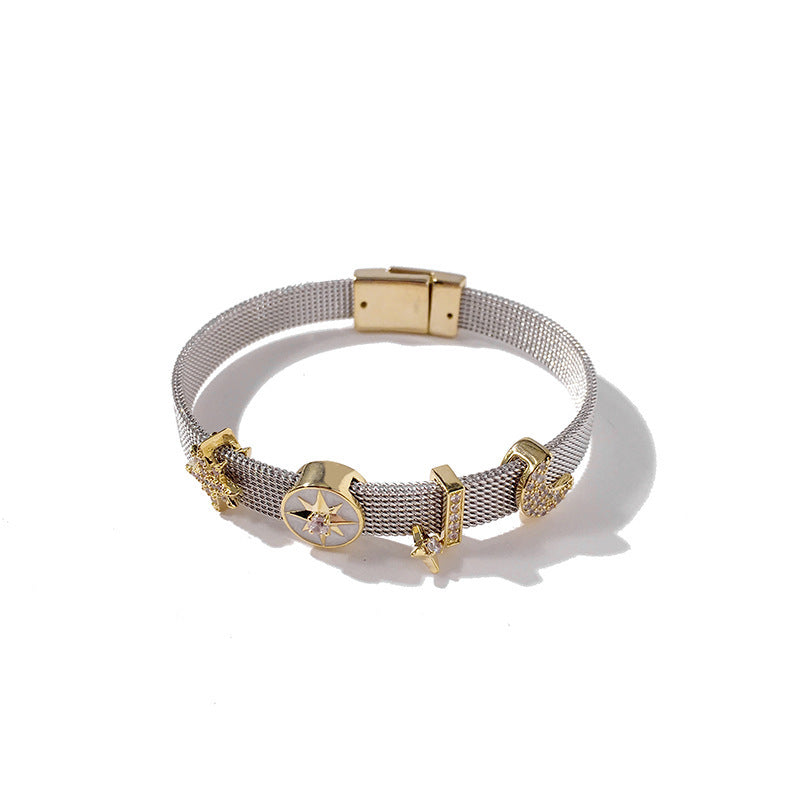 Lucky Moon Octagon Star Chain Net Bracelet Bracelet Original Design Jewelry