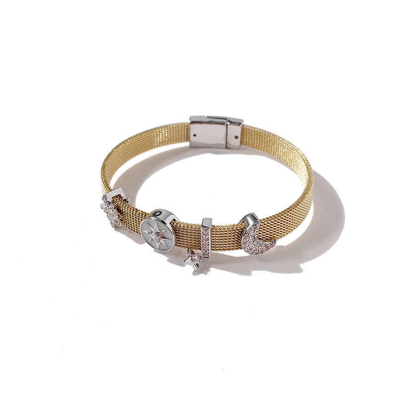 Lucky Moon Octagon Star Chain Net Bracelet Bracelet Original Design Jewelry