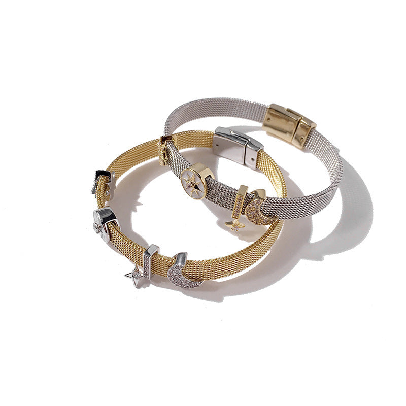 Lucky Moon Octagon Star Chain Net Bracelet Bracelet Original Design Jewelry