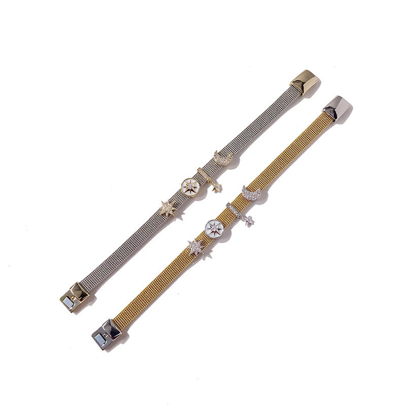 Lucky Moon Octagon Star Chain Net Bracelet Bracelet Original Design Jewelry