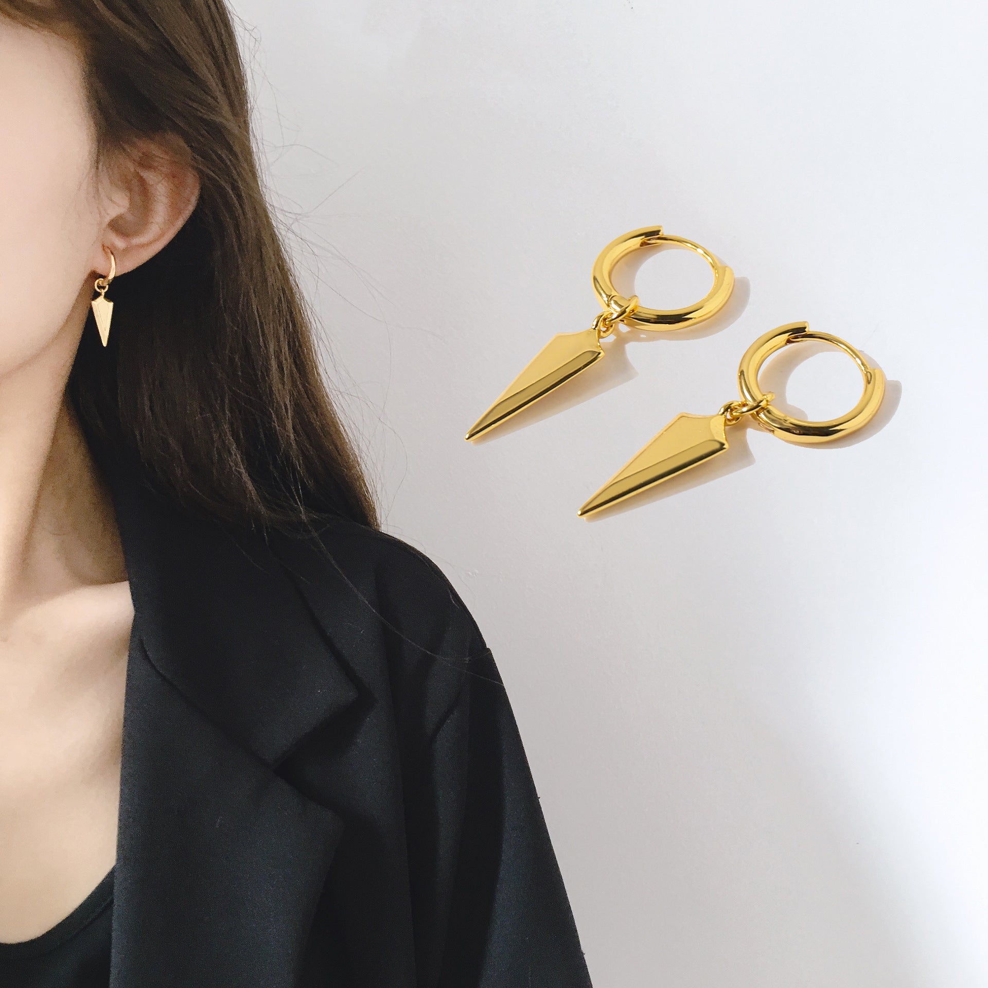 Inverted triangle metal earrings stud earrings women's jewelry