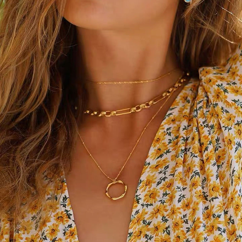 European and American fashion metal collarbone chain personalized design necklace