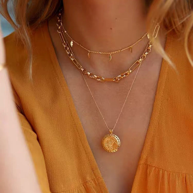 European and American fashion metal collarbone chain personalized design necklace