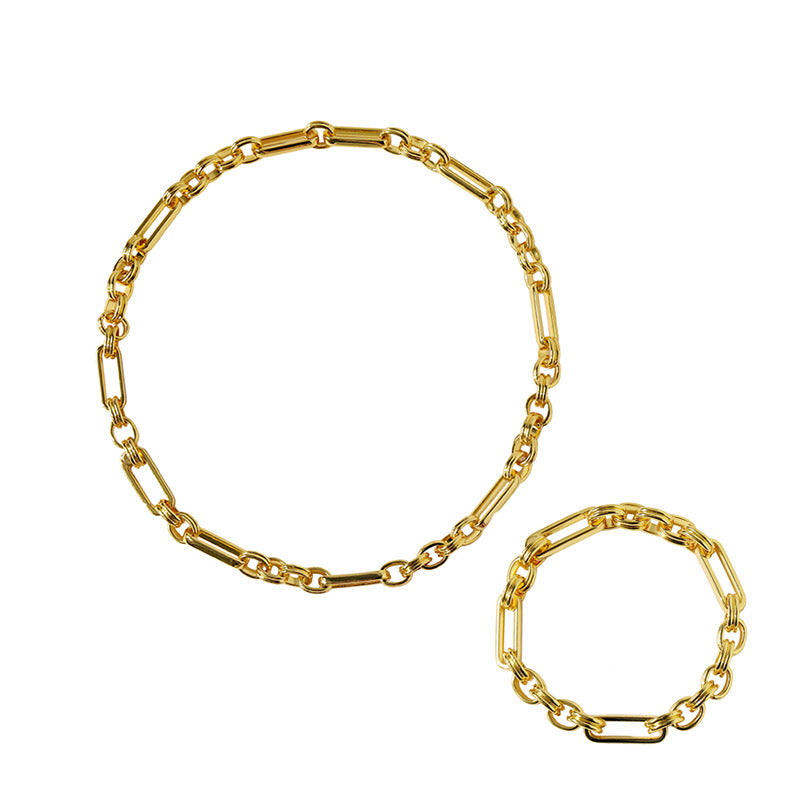 European and American exaggerated atmosphere interlocking metal chain set combination trend hip hop punk street auction accessories wholesale