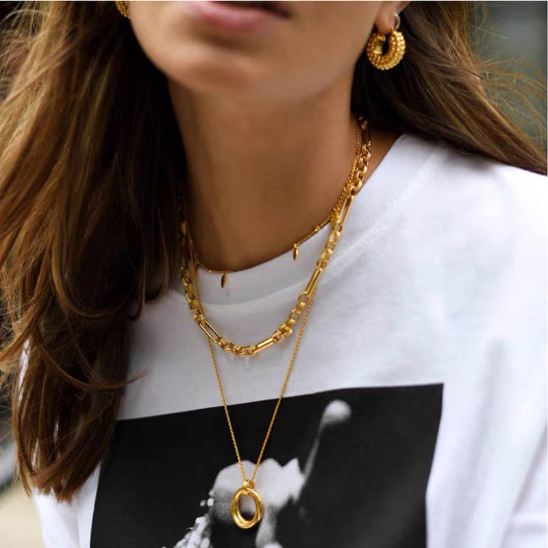 European and American exaggerated atmosphere interlocking metal chain set combination trend hip hop punk street auction accessories wholesale