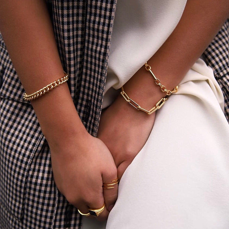 European and American exaggerated atmosphere interlocking metal chain set combination trend hip hop punk street auction accessories wholesale