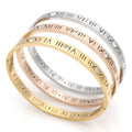 New Titanium Steel Roman Numeral Diamond Enlaid Rose Gold Bracelet Female Roman Numeral Text Zircon Couple Bracelet