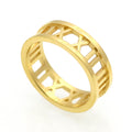 Hollow Roman rose gold plated digital ring, colored gold ring fashionable wear accessories