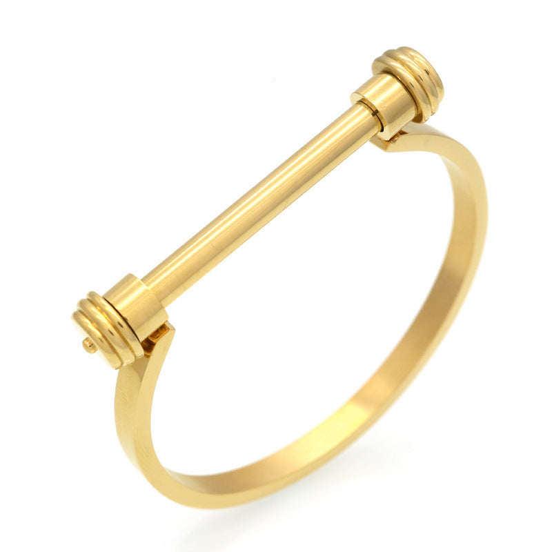 Accessories, Horseshoe Dumbbell Shackle Bracelet, Titanium Steel Semicircular D-Shaped Barbell Shackle Screw Men's and Women's Bracelet