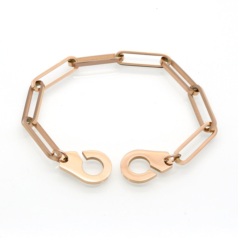 European and American trendy brands, simple personalized stainless steel couple jewelry, trendy men and trendy women titanium steel handcuffs bracelets