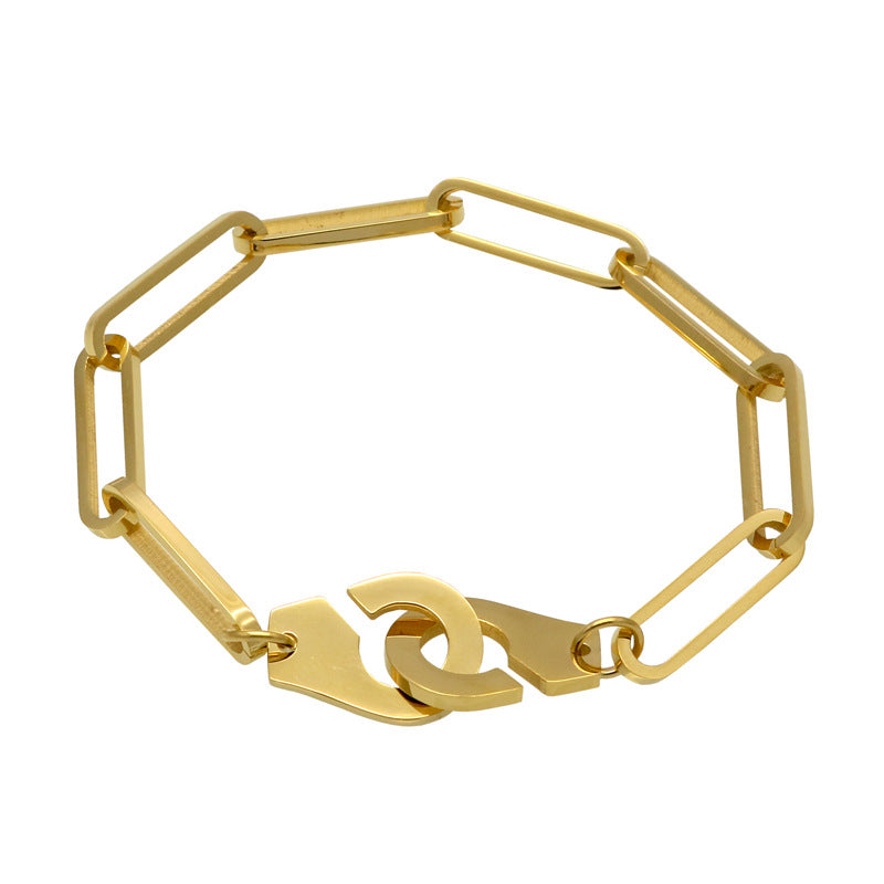 European and American trendy brands, simple personalized stainless steel couple jewelry, trendy men and trendy women titanium steel handcuffs bracelets
