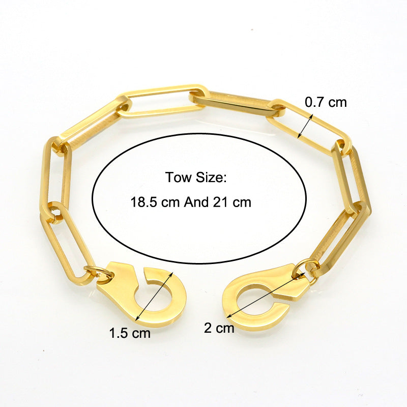 European and American trendy brands, simple personalized stainless steel couple jewelry, trendy men and trendy women titanium steel handcuffs bracelets