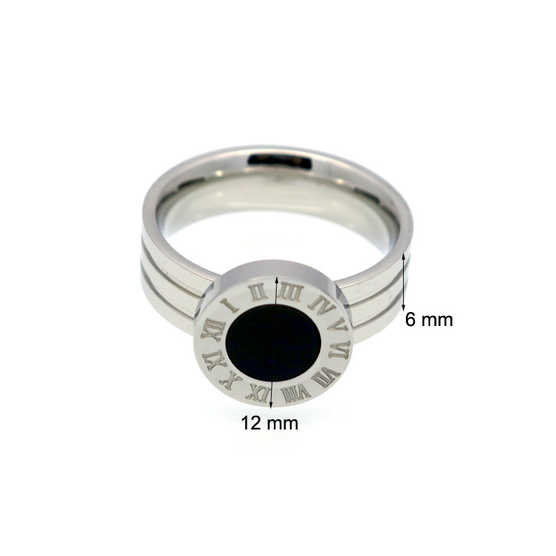 Roman numerals round shell agate ring party queen index finger ring super socialite style