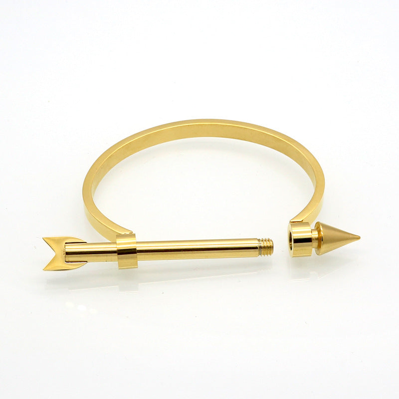 Popular hot-selling stainless steel arrow personalized C semicircular screw bracelet, open stainless steel