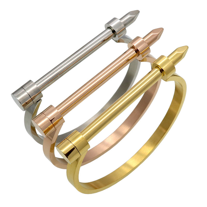 Popular hot-selling fashionable stainless steel U-shaped nail screw bracelet, personalized titanium steel bracelet
