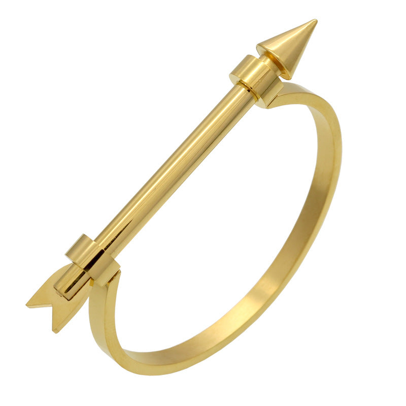 Popular hot-selling stainless steel arrow personalized C semicircular screw bracelet, open stainless steel