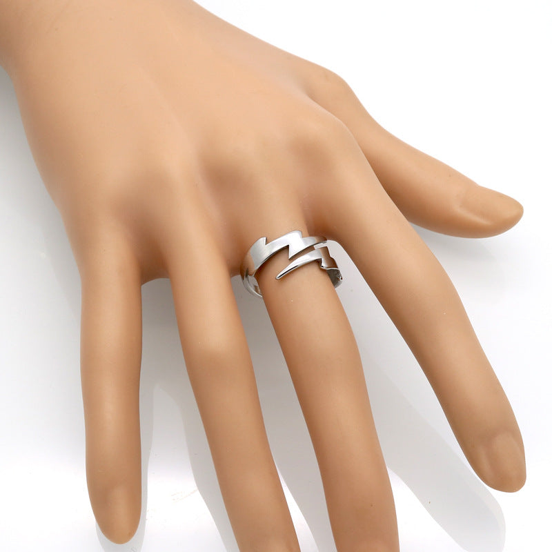 Personalized Lightning Open Ring Fashion Minimalist Style Classic Simple Versatile Jewelry Daily Wear Party Accessory Perfect Gift for Girlfriends Women Jewelry Enthusiasts Trendy Accessory