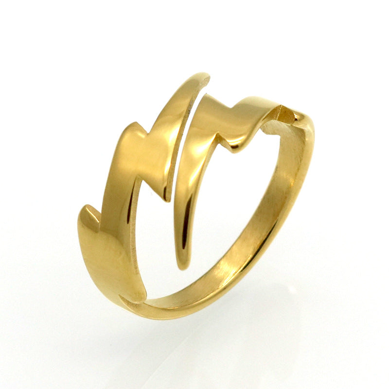 Personalized Lightning Open Ring Fashion Minimalist Style Classic Simple Versatile Jewelry Daily Wear Party Accessory Perfect Gift for Girlfriends Women Jewelry Enthusiasts Trendy Accessory