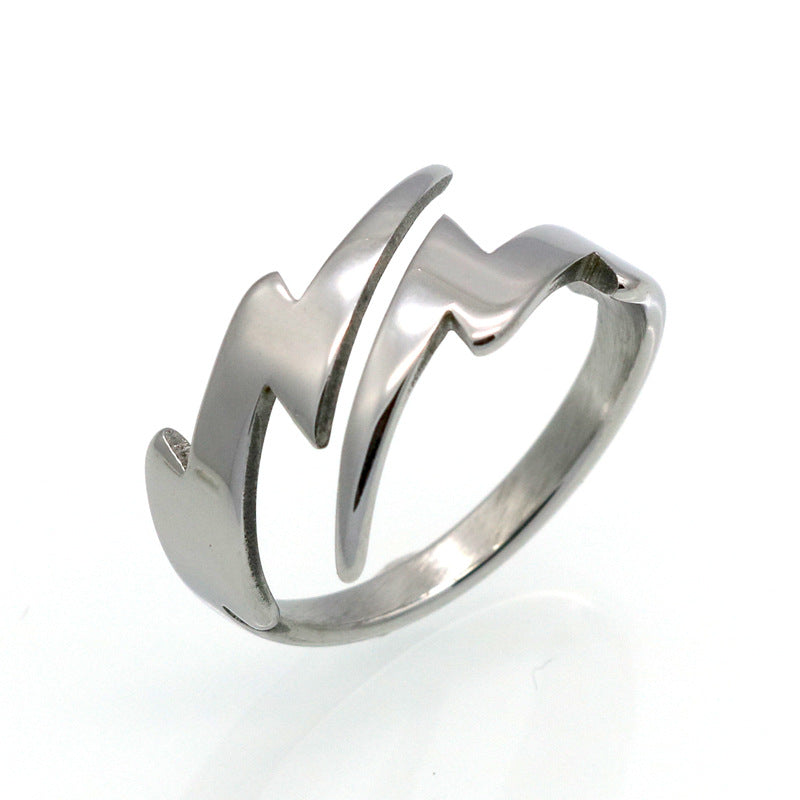 Personalized Lightning Open Ring Fashion Minimalist Style Classic Simple Versatile Jewelry Daily Wear Party Accessory Perfect Gift for Girlfriends Women Jewelry Enthusiasts Trendy Accessory