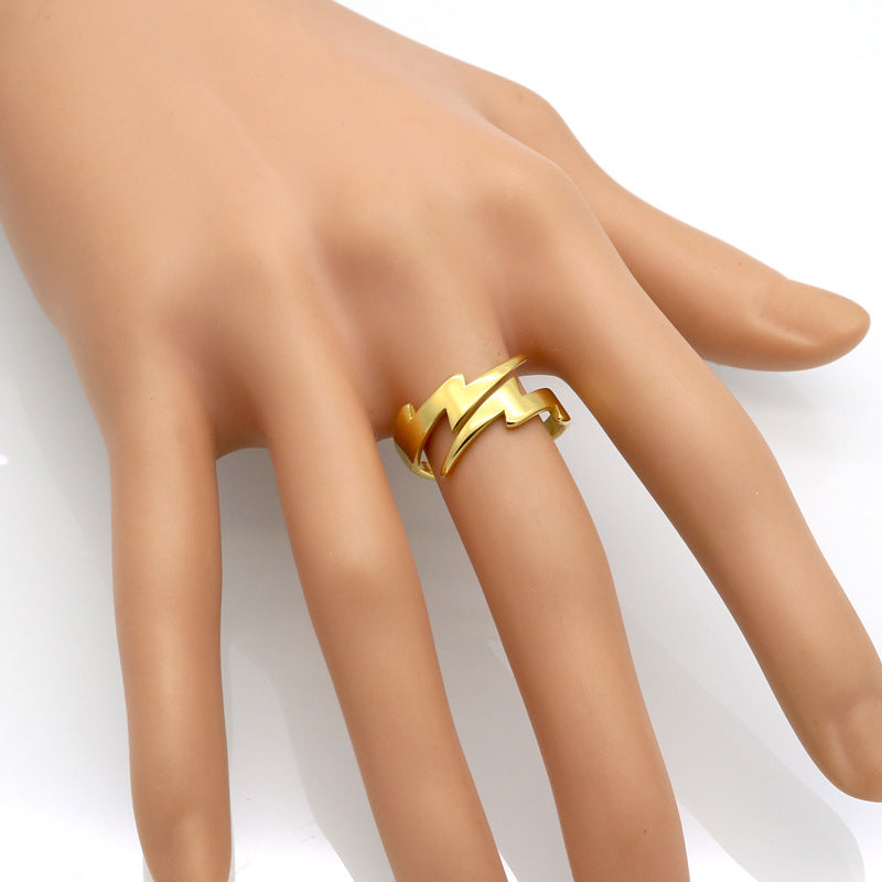 Personalized Lightning Open Ring Fashion Minimalist Style Classic Simple Versatile Jewelry Daily Wear Party Accessory Perfect Gift for Girlfriends Women Jewelry Enthusiasts Trendy Accessory