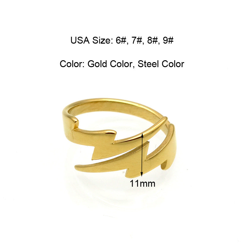 Personalized Lightning Open Ring Fashion Minimalist Style Classic Simple Versatile Jewelry Daily Wear Party Accessory Perfect Gift for Girlfriends Women Jewelry Enthusiasts Trendy Accessory