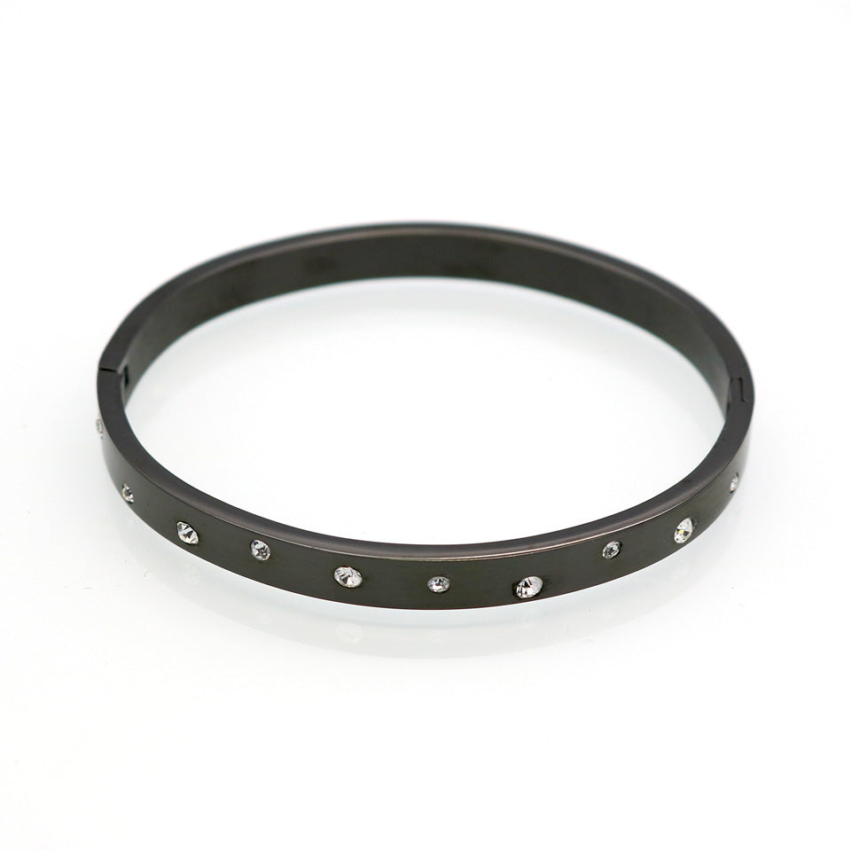 Classic Zircon Non-Fading Stainless Steel Bracelet, Women's Rose Gold Titanium Steel Bracelet