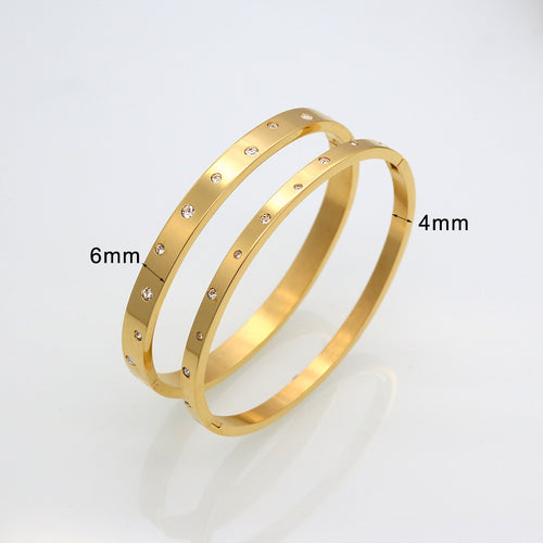 Classic Zircon Non-Fading Stainless Steel Bracelet, Women's Rose Gold Titanium Steel Bracelet