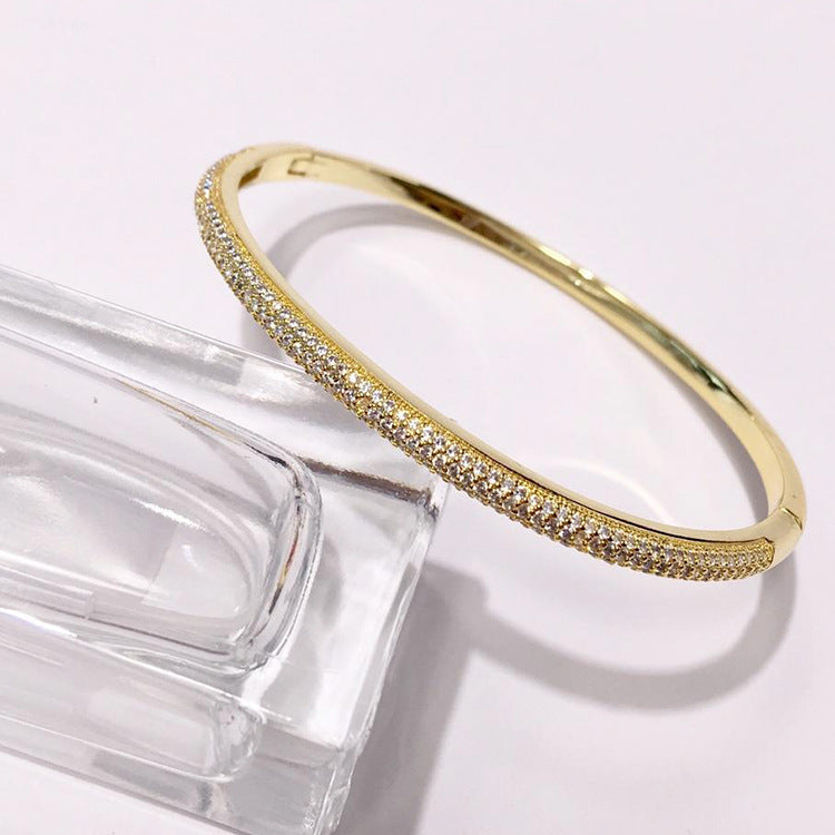 Three-color boutique flash diamond half circle full diamond bracelet