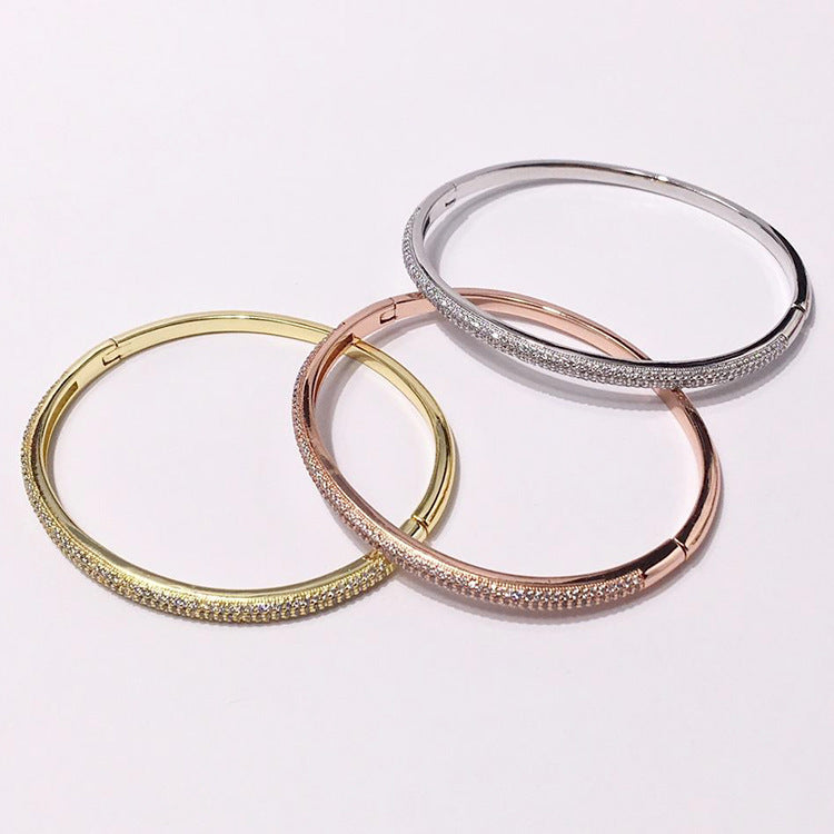 Three-color boutique flash diamond half circle full diamond bracelet