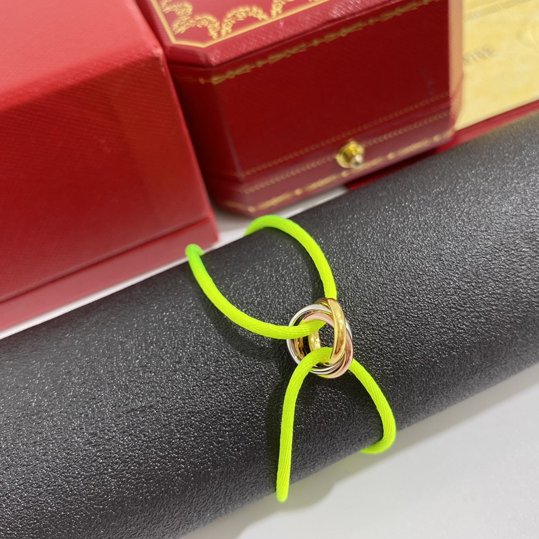 Three-ring colored hand rope New Year's gift couple lucky red bracelet for male girlfriend