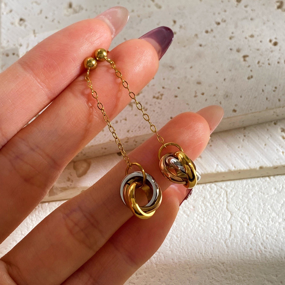 Three-color three-ring set series three-ring ring necklace