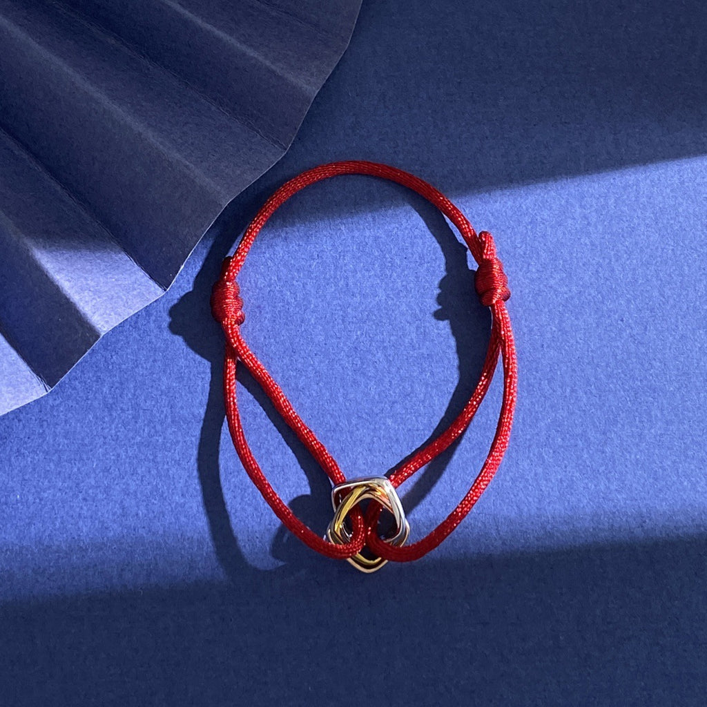 Glossy square small three-ring three-color ring hand rope bracelet simple and versatile couple style interlocking new jewelry