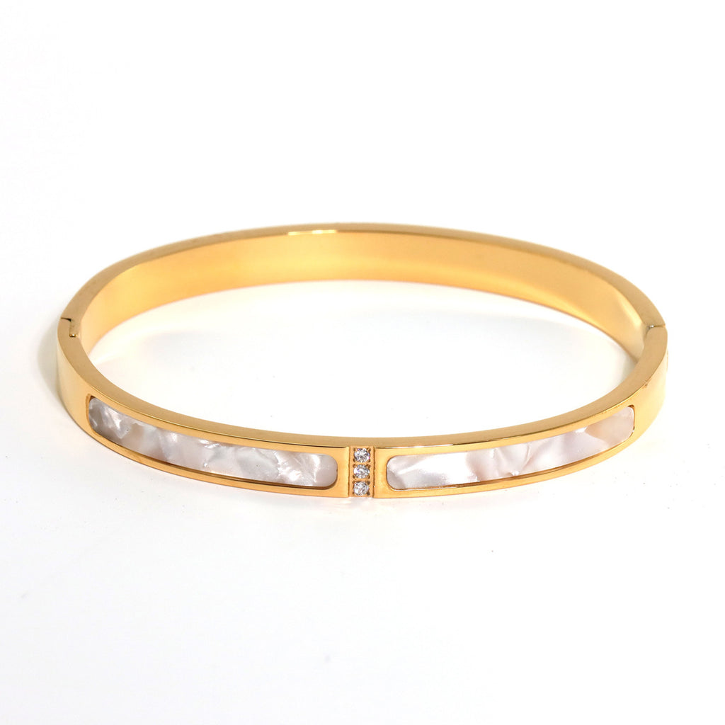 INS fashion plated 18K gold stainless steel heart-shaped four-leaf clover hexagram bracelet bracelet, suitable for women's daily wear