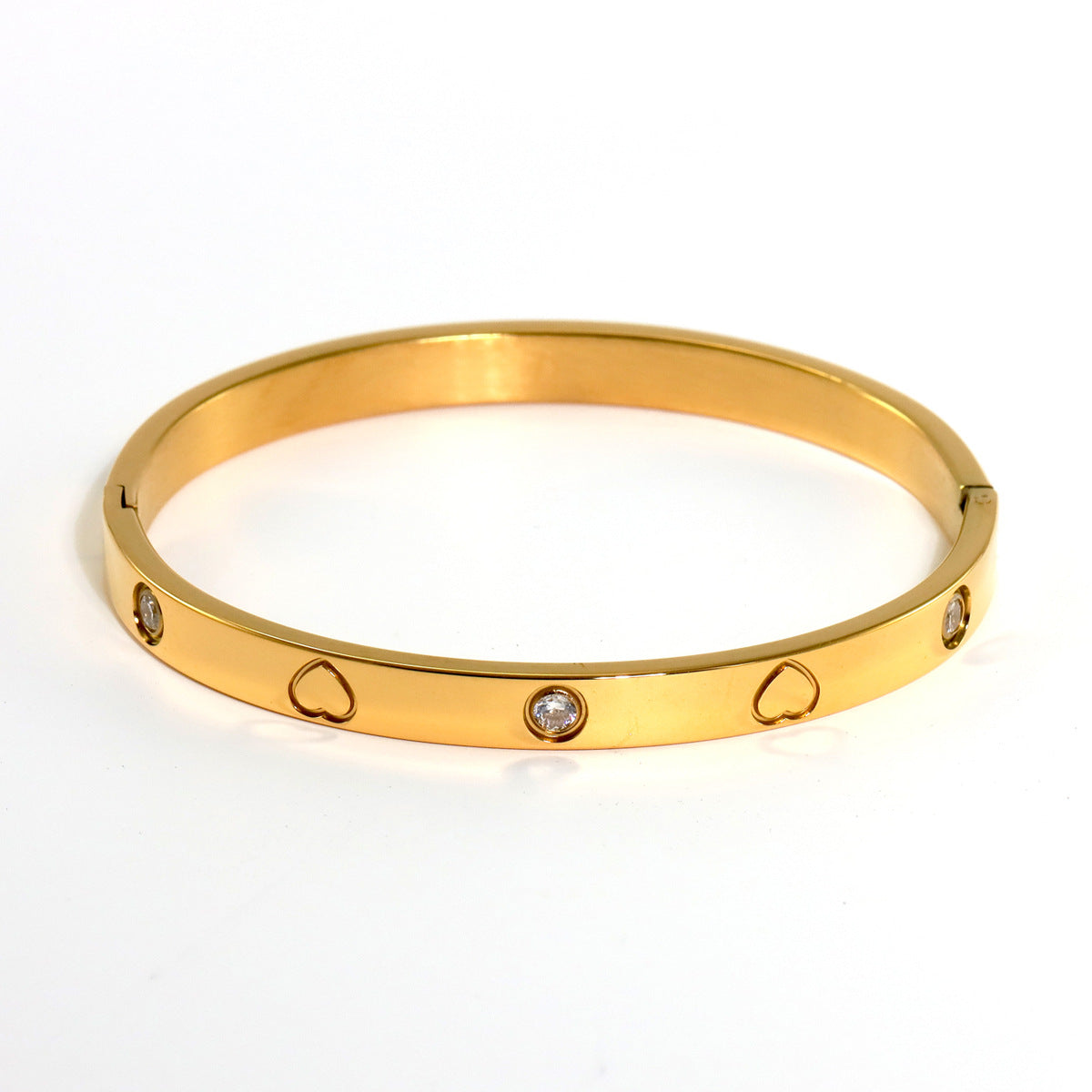 INS fashion plated 18K gold stainless steel heart-shaped four-leaf clover hexagram bracelet bracelet, suitable for women's daily wear