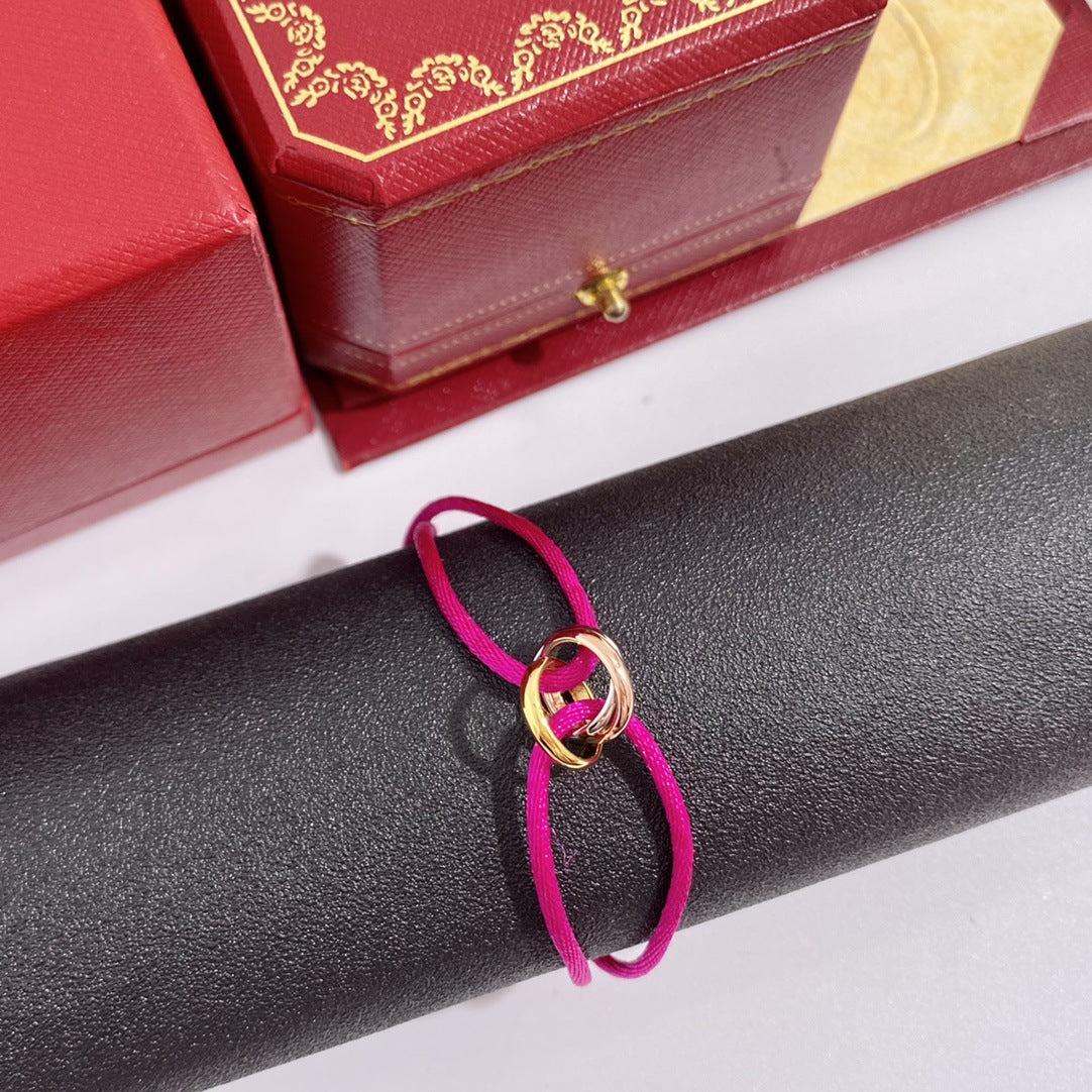 Three-ring colored hand rope New Year's gift couple lucky red bracelet for male girlfriend
