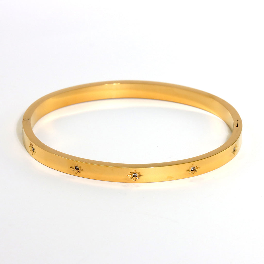 INS fashion plated 18K gold stainless steel heart-shaped four-leaf clover hexagram bracelet bracelet, suitable for women's daily wear