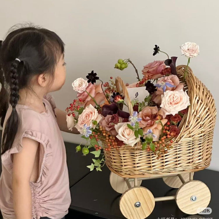Baby basket shape trolley willow collection basket pet nest flower basket photography props gift