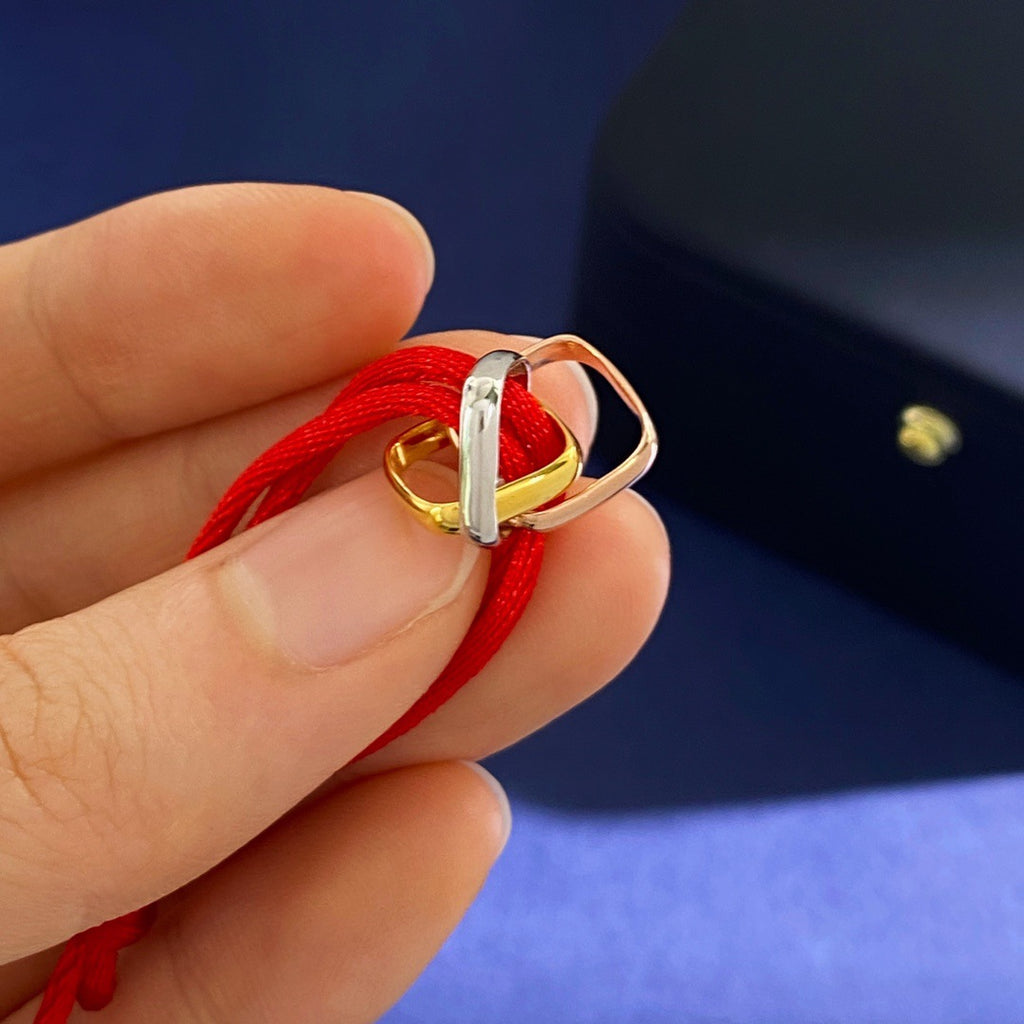 Glossy square small three-ring three-color ring hand rope bracelet simple and versatile couple style interlocking new jewelry