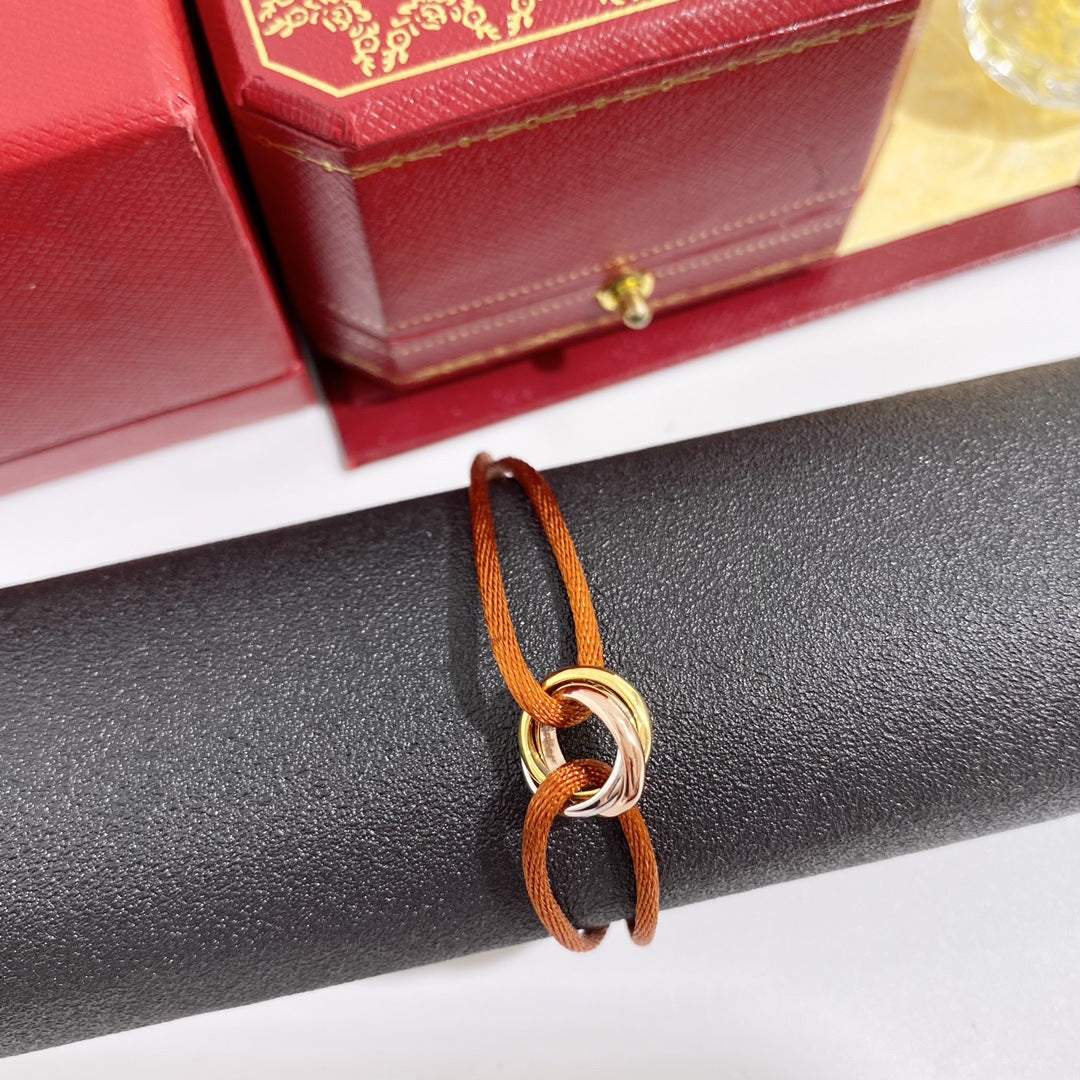 Three-ring colored hand rope New Year's gift couple lucky red bracelet for male girlfriend