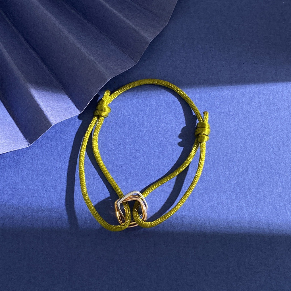 Glossy square small three-ring three-color ring hand rope bracelet simple and versatile couple style interlocking new jewelry