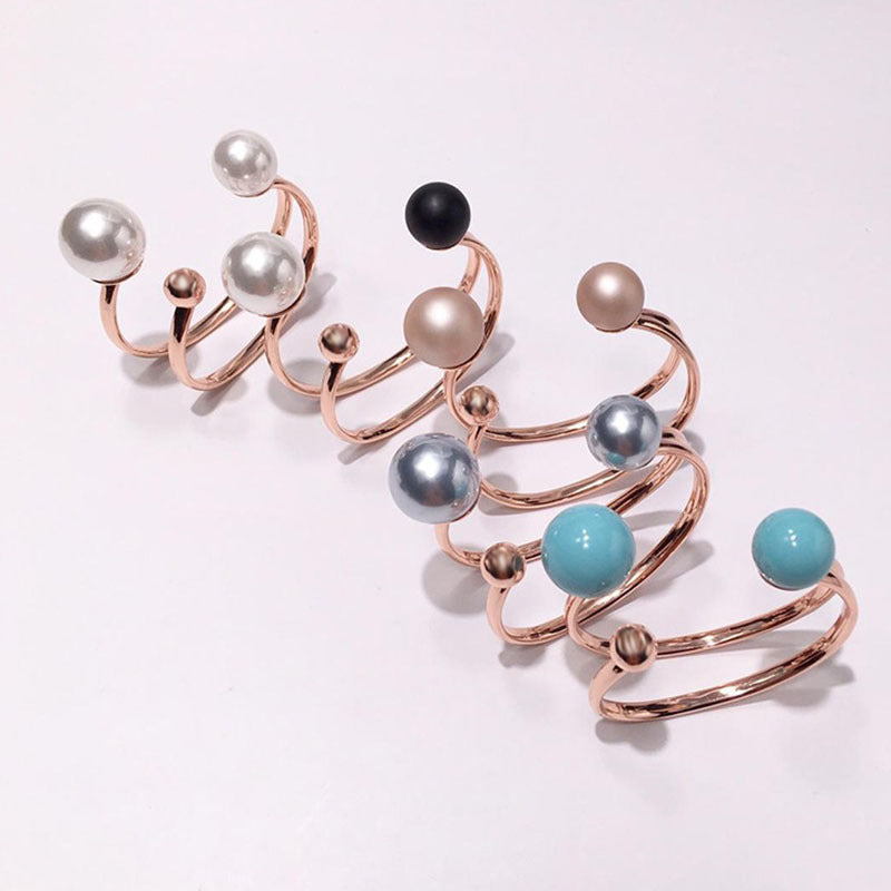 Pearl bracelet women's European and American personalized jewelry exaggerated double-line open bracelet