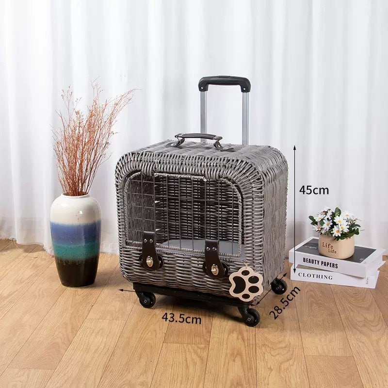 Fuji knitted cat bag pull-out box portable pet travel box cat litter car travel air box creative hand-held cat cage