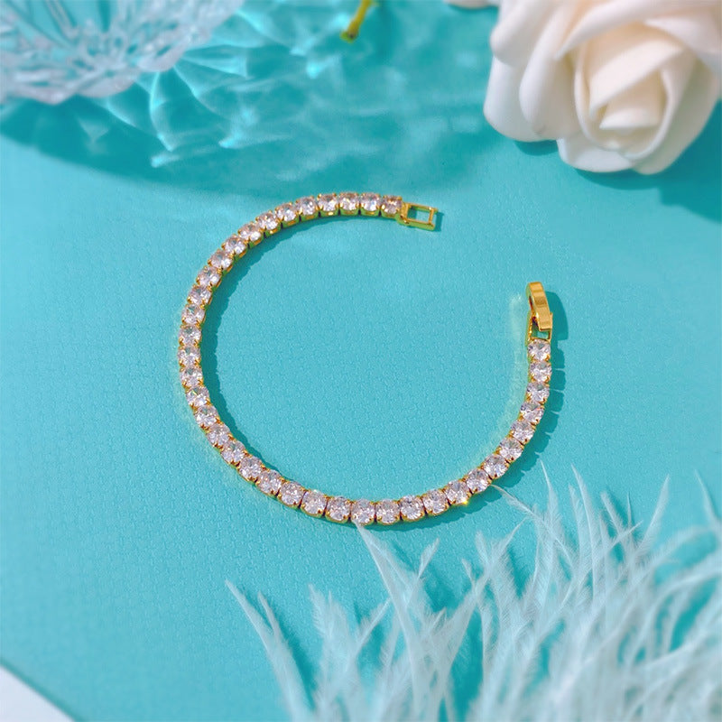 Party Queen Shine 3A Zircon 4mm Round Diamond Claw Chain Bracelet