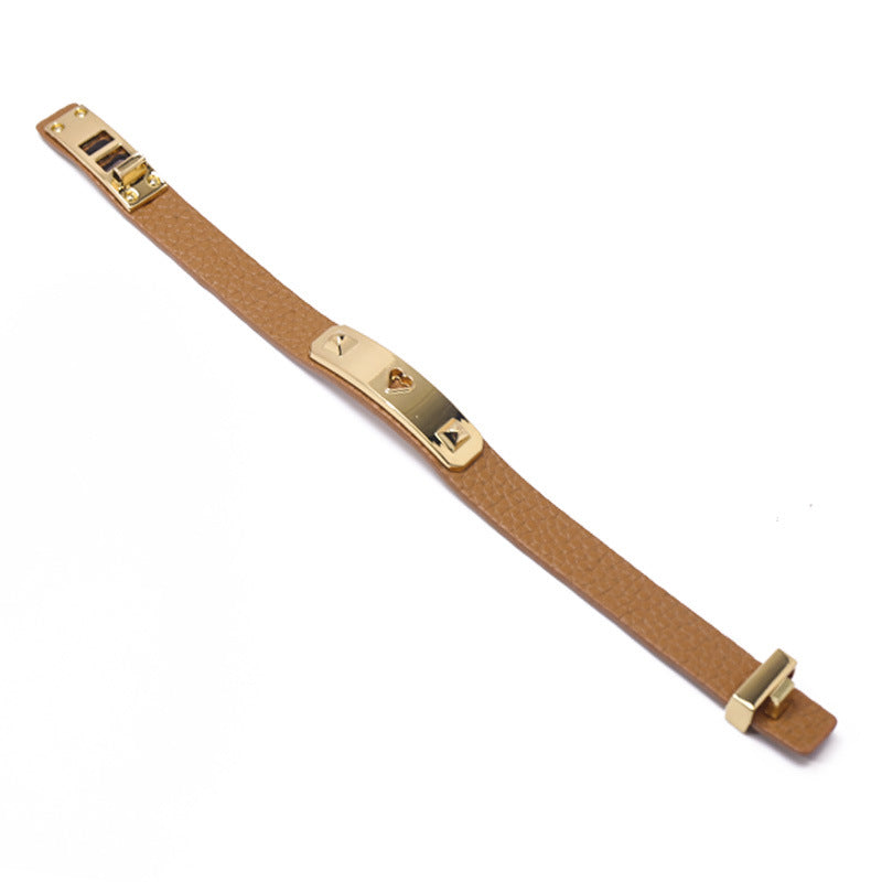 European and American personalized solid color PU leather compact bracelet, retro trend street shot female creative design PU bracelet