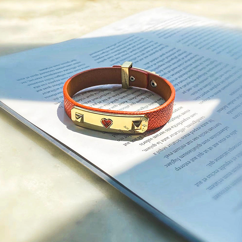 European and American personalized solid color PU leather compact bracelet, retro trend street shot female creative design PU bracelet