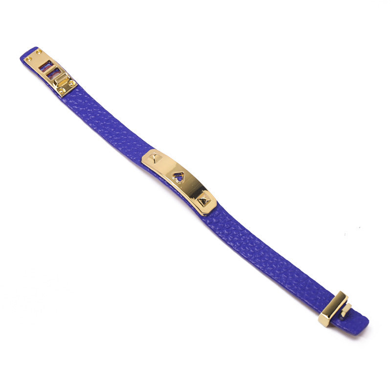 European and American personalized solid color PU leather compact bracelet, retro trend street shot female creative design PU bracelet
