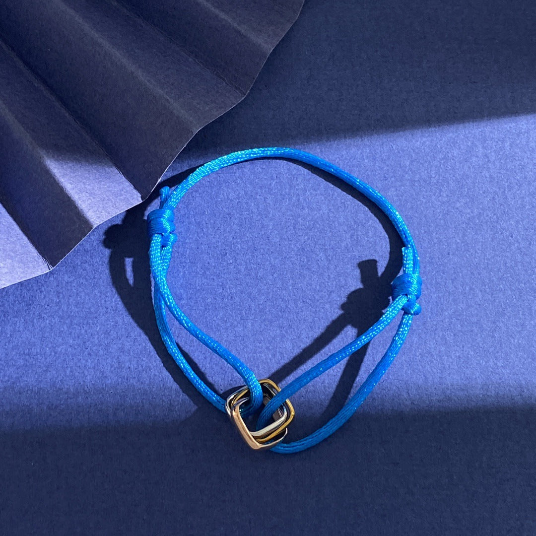Glossy square small three-ring three-color ring hand rope bracelet simple and versatile couple style interlocking new jewelry