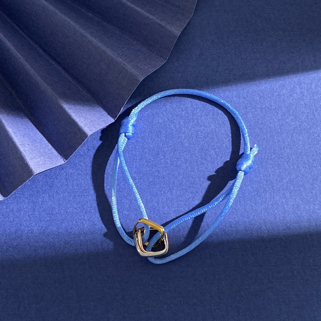 Glossy square small three-ring three-color ring hand rope bracelet simple and versatile couple style interlocking new jewelry